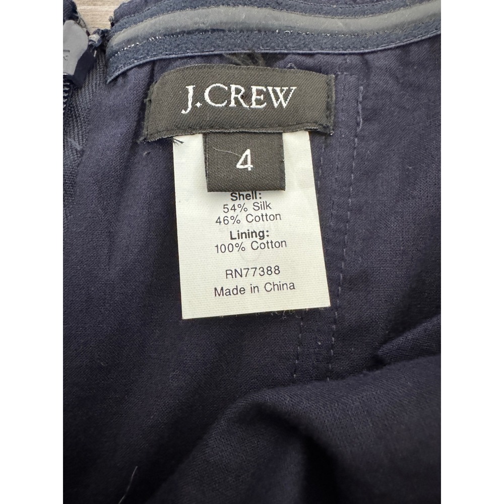 J.Crew Navy Blue Silk Cotton Ribbed Strapless Cocktail Dress Size 4 - Picture 4 of 10